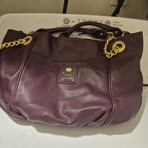 Juicy Couture Plum Leather Shoulder Bag with Gold Chain